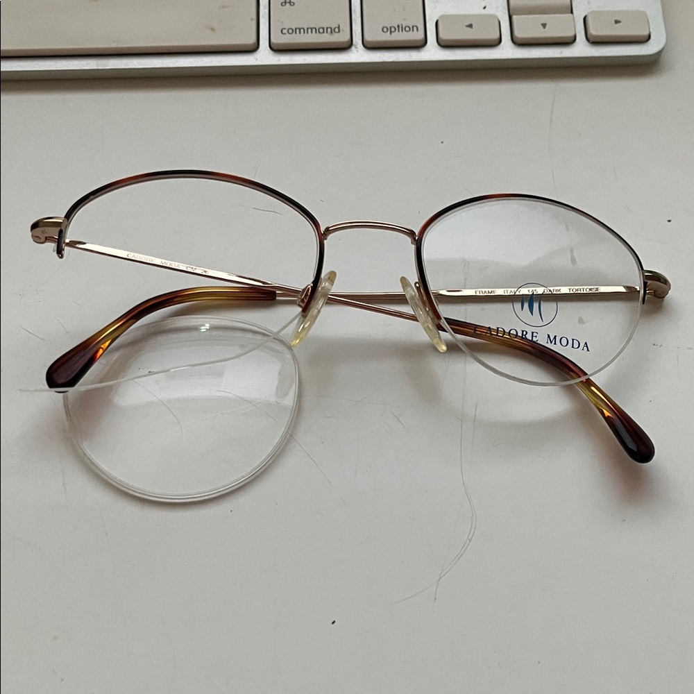 Cadore Moda  Round Glasses Frame- Rimless- Gold and Brown